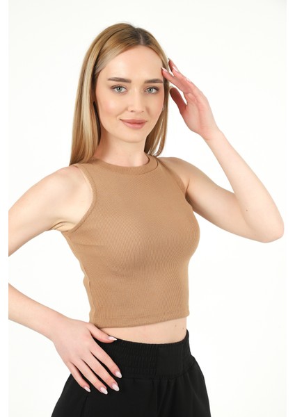 Kadın Halter Yaka Fitilli Crop Bluz fiyatları