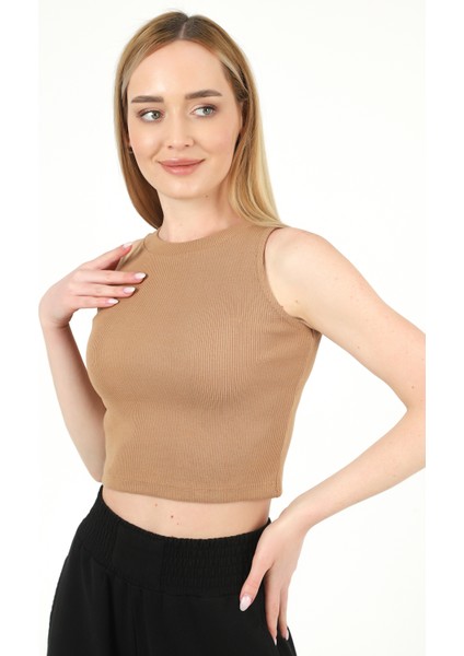 Kadın Halter Yaka Fitilli Crop Bluz fırsatları