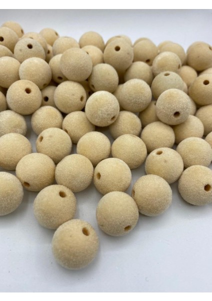 20MM Krem Renk Kadife Boncuk Takı Yapım Boncuğu ( 100GR,~20 Adet)