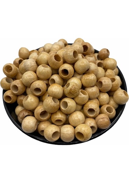 10MM Vernikli Tahta,ahşap Boncuk (100GR,~210 Adet Boncuk)