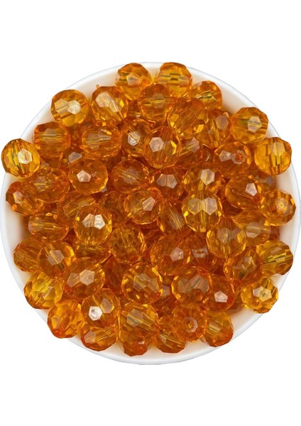 14MM Turuncu Renk Petek Model Akrilik Boncuk,takı , Çanta Yapım Boncuğu (100GR,~85 Adet)