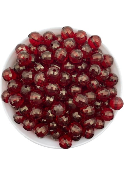 12MM Bordo Renk Akrilik Dünya Model Boncuk,takı , Çanta Yapım Boncuğu (100GR,~120 Adet)