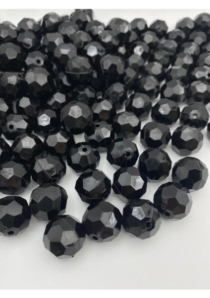 20MM Siyah Renk Petek Model Akrilik Boncuk, Takı Çanta Yapım Boncuğu (100GR,~22 Adet)