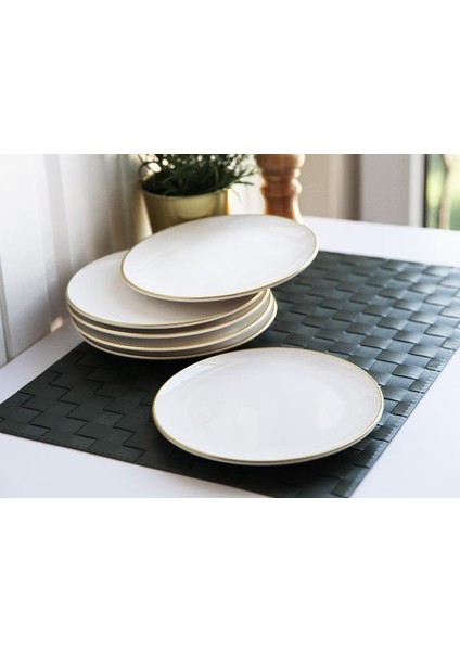 Beyaz Gold 6'lı Pasta Tabağı