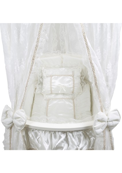 Beşik, Hacegan Mdf Sallanan Beşik + Uyku Seti + Cibinlik - Beyaz modelleri