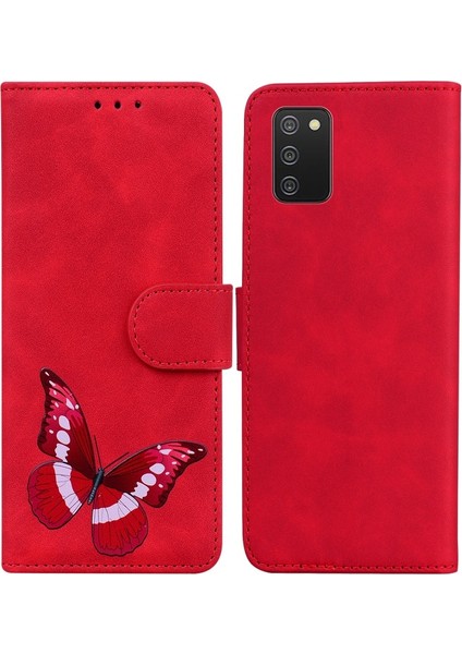 Ayarlanabilir Stand Kapaklı Kelebek Desenli Tasarım Pu Deri Cüzdan Işlevli Telefon Kılıfı - Samsung Galaxy A02S (Yurt Dışından)