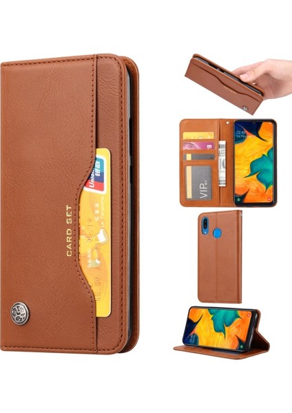 Galaxy A20E Için Deri Telefon Kılıfı (Yurt Dışından)