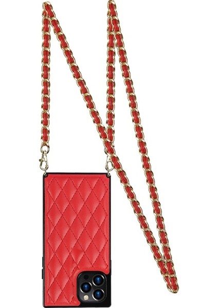 iPhone 12 Pro Max Uyumlu Zincir Ipli Koruyucu Telefon Kılıfı - Kırmızı (Yurt Dışından) fiyatları