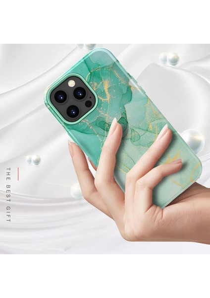 iPhone 13 Pro Için Çizilmez Pc + Yumuşak Tpu Baskılı Darbeye Dayanıklı Koruyucu Kılıf - Stil E - Yeşil (Yurt Dışından)