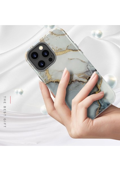 iPhone 13 Pro Için Çizilmez Pc + Yumuşak Tpu Baskılı Darbeye Dayanıklı Koruyucu Kılıf - Stil D - Gri (Yurt Dışından)