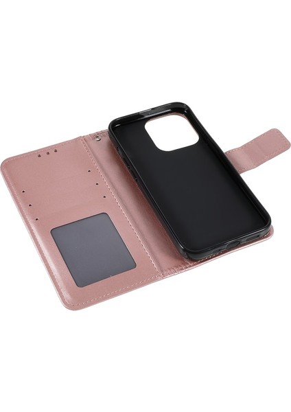 iPhone 13 Pro Max Için Çizilmez Baskılı Mandala Desenli Deri Kayışlı Koruyucu Kılıf - Rose Gold (Yurt Dışından)