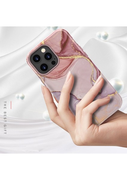 iPhone 13 Pro Için Çizilmez Pc + Yumuşak Tpu Baskılı Darbeye Dayanıklı Koruyucu Kılıf - Stil G - Pembe (Yurt Dışından)