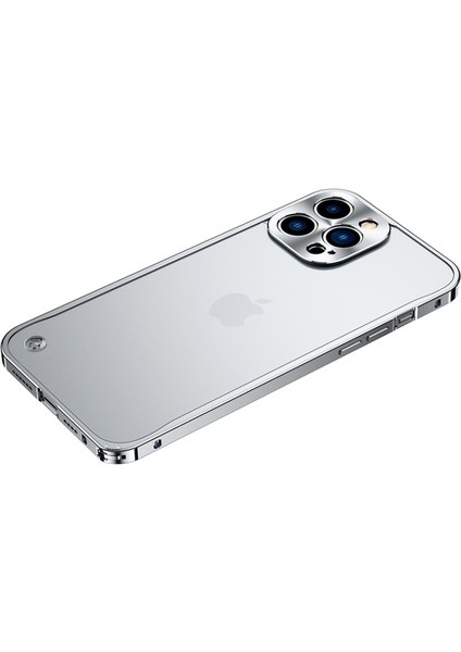 iPhone 13 Pro Için Çizilmez Temperli Cam + Metal Hibrit Kılıf - Gümüş (Yurt Dışından)