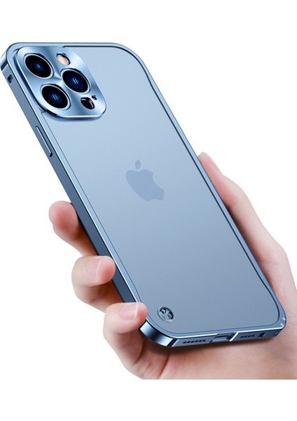 iPhone 13 Pro Için Çizilmez Temperli Cam + Metal Hibrit Kılıf - Gümüş (Yurt Dışından)