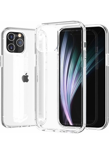 iPhone 12 Için Parmak Izi Bırakmayan Şeffaf Pc+Tpu Hibrit Kılıf - Şeffaf (Yurt Dışından)