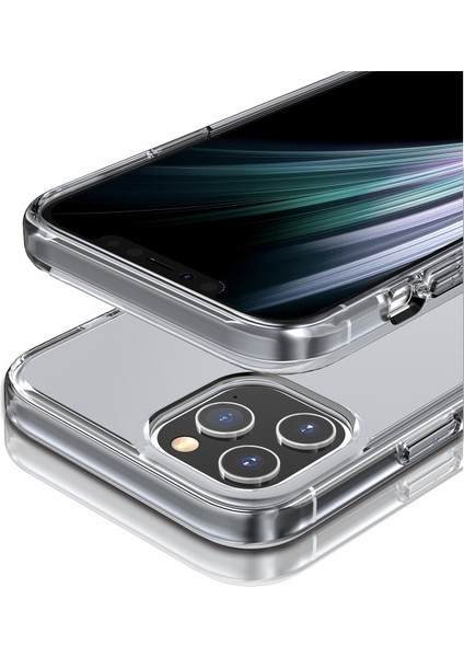 iPhone 12 Için Parmak Izi Bırakmayan Şeffaf Pc+Tpu Hibrit Kılıf - Gri (Yurt Dışından)