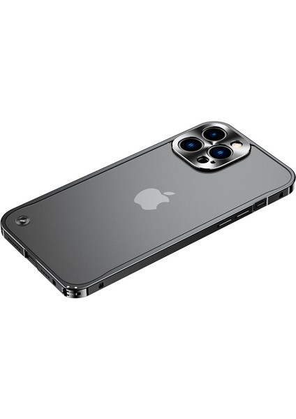 iPhone 13 Pro Için Çizilmez Temperli Cam + Metal Hibrit Kılıf - Siyah (Yurt Dışından)