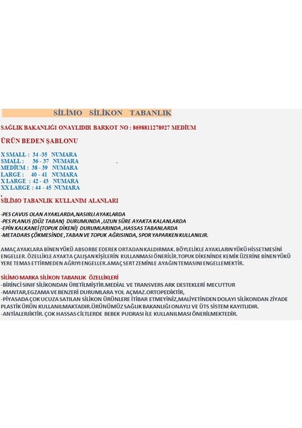 Ortopedik Silikon Tabanlık 1 Çift