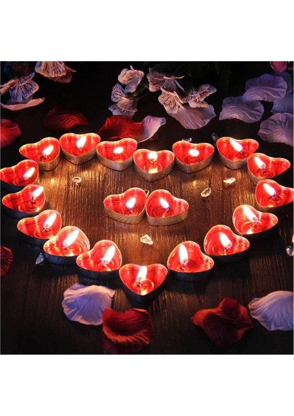 Kalp Şekilli Tealight Mum 25 Adet, Dekoratif Mum, Romantik Ortam Mumu