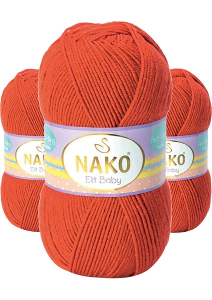 3 Adet Elite Baby El Örgü Ipi Tüylenmeyen Bebek Yünü Mercan Taşı 10701