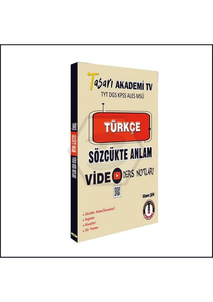 Tasarı Yayınları TYT DGS KPSS ALES MSÜ Türkçe Sözcükte Anlam Vıdeo Ders Notları