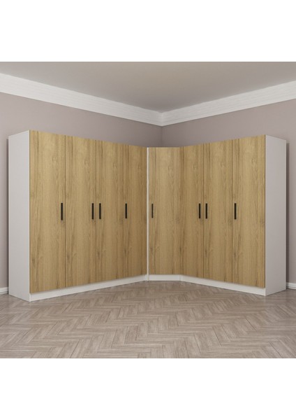 Kale 8 Kapaklı 4ç Köşe Dolap - Pera Ceviz 210 cm