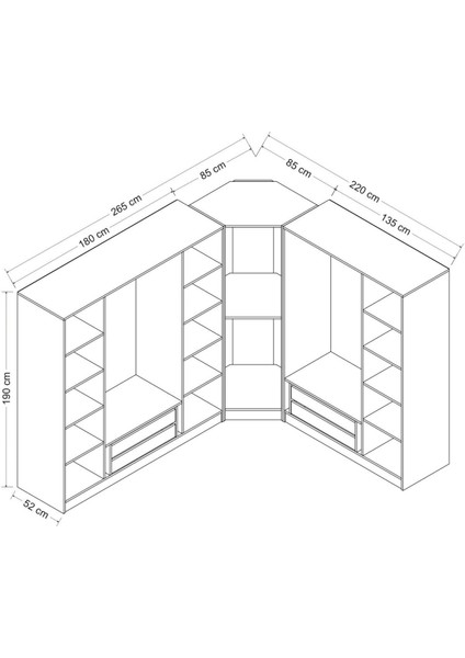 Kale 8 Kapaklı 4ç Köşe Dolap - Pera Ceviz 210 cm indirimleri