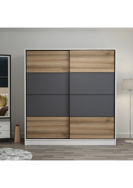 Kale 2 Kapaklı Sürgülü Dolap 180 cm - Beyaz/antrasit/dore 210 cm fiyatları