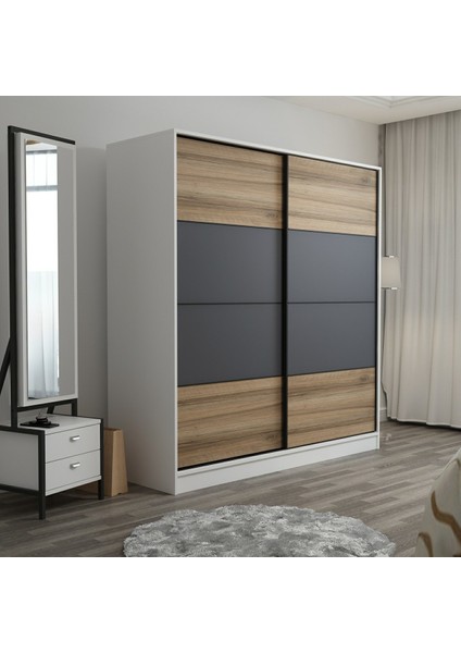 Kale 2 Kapaklı Sürgülü Dolap 180 cm - Beyaz/antrasit/dore 210 cm fırsatları