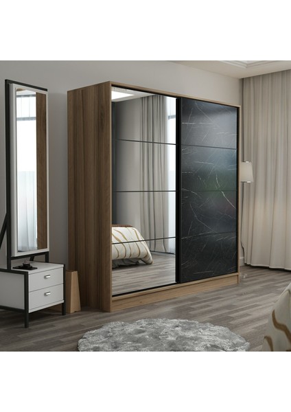 Kale 2 Kapaklı Aynalı Sürgülü Dolap 180 cm - Dore/ Royal Mermer 210 cm modelleri