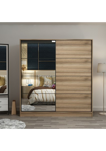 Kale 2 Kapaklı Aynalı Sürgülü Dolap 180 cm - Dore 210 cm