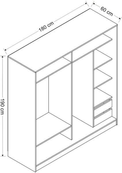 Kale 2 Kapaklı Aynalı Sürgülü Dolap 180 cm - Dore 210 cm indirimleri