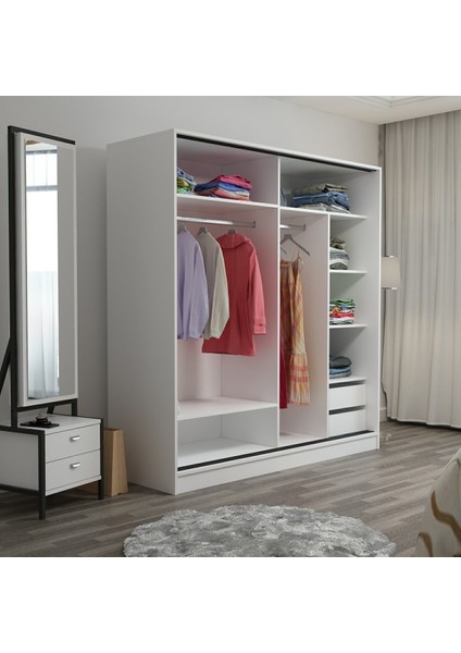 Kale 2 Kapaklı Aynalı Sürgülü Dolap 180 cm - Beyaz/royal Mermer 210 cm fırsatları