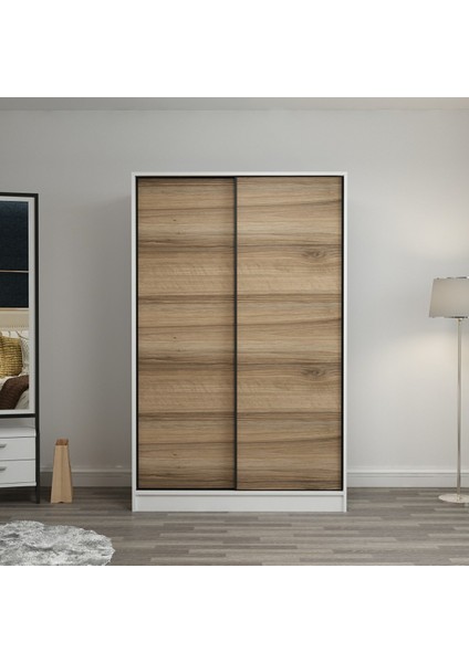 Kale 2 Kapaklı Sürgülü Dolap 120 cm - Beyaz/dore 210 cm