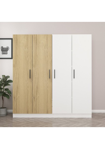 Kale 4 Kapaklı 2 Çekmeceli - Dolap - Beyaz/pera 210 cm
