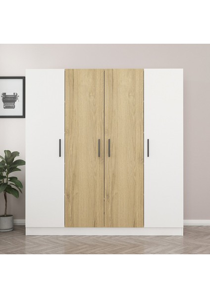 Kale 4 Kapaklı 2 Çekmeceli - Dolap - Beyaz/pera 210 cm modelleri