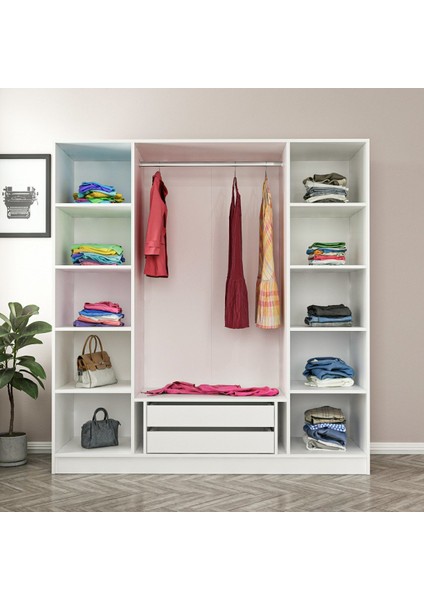 Kale 4 Kapaklı 2 Çekmeceli - Dolap - Beyaz/pera 210 cm fırsatları