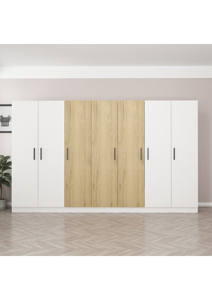 Kale 7 Kapaklı 4 Çekmeceli - Dolap - Beyaz/pera 210 cm