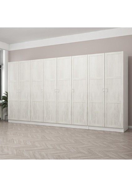 Kale Country 8 Kapak 2 Çekmece Zincir Dolap - Eskitme Beyaz 210 cm modelleri