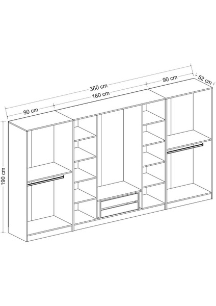 Kale Country 8 Kapak 2 Çekmece Zincir Dolap - Eskitme Beyaz 210 cm indirimleri