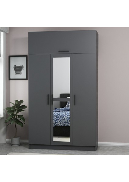 Kale 3 Kapaklı 1 Aynalı 2 Çekmeceli Dolap ve Yüklük Antrasit 190 cm fiyatları