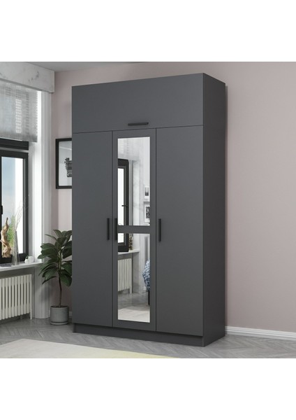 Kale 3 Kapaklı 1 Aynalı 2 Çekmeceli Dolap ve Yüklük Antrasit 190 cm modelleri