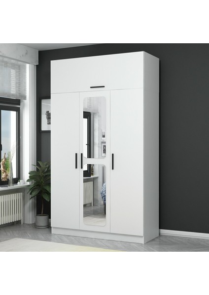 Kale 3 Kapaklı Aynalı Zincir Dolap-Yüklük - Beyaz 210 cm fiyatları