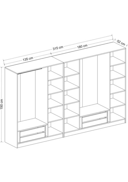 Kale 7 Mebran Kapaklı 4ç Dolap - Beyaz 210 cm indirimleri