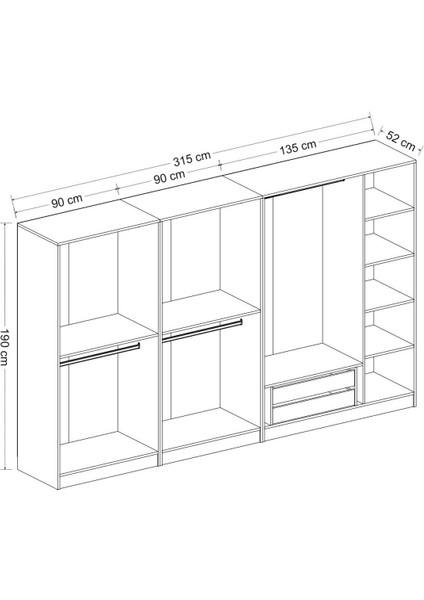 Kale 7 Mebran Kapaklı 2ç Dolap - Beyaz 210 cm indirimleri
