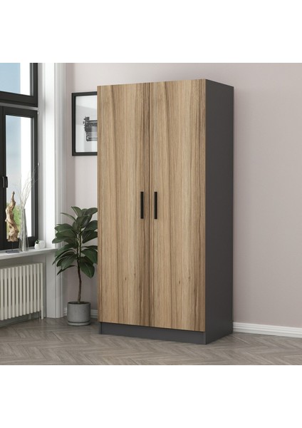 Kale 2 Kapaklı Dolap Antrasit Dore 190 cm