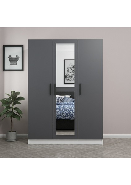 Kale 3 Kapaklı 1 Aynalı 2 Çekmeceli Dolap Beyaz Antrasit 190 cm fiyatları