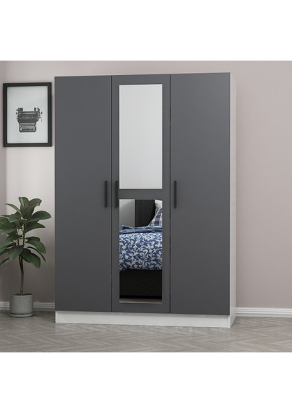 Kale 3 Kapaklı 1 Aynalı 2 Çekmeceli Dolap Beyaz Antrasit 190 cm modelleri