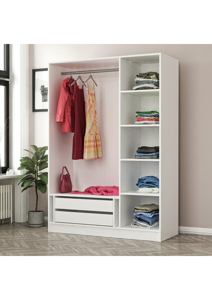 Kale 3 Kapaklı 1 Aynalı 2 Çekmeceli Dolap Beyaz Antrasit 190 cm fırsatları