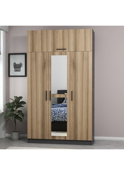 Kale 3 Kapaklı 1 Aynalı 2 Çekmeceli Dolap ve Yüklük Antrasit Dore 190 cm modelleri